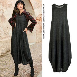 Peruvian Connection Charcoal Gray Draped Sleeveless Maxi Dress